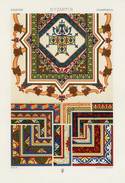 Byzantine pattern. 1888 edition Lornement Polychrome by Albert Racine 1825–1893. Print