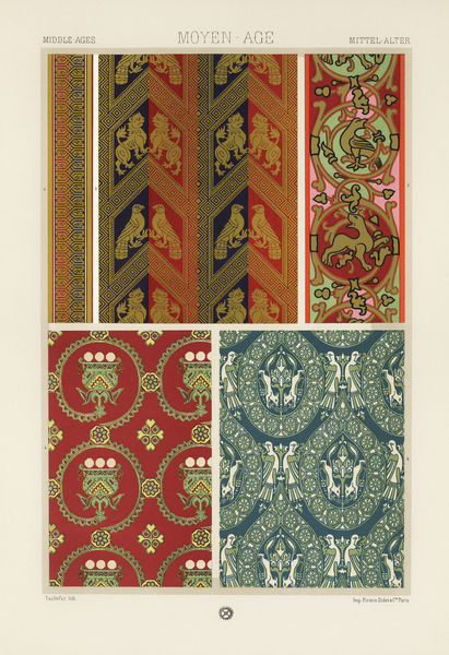 Middle-Ages pattern. 1888 edition Lornement Polychrome by Albert Racine 1825–1893. Print