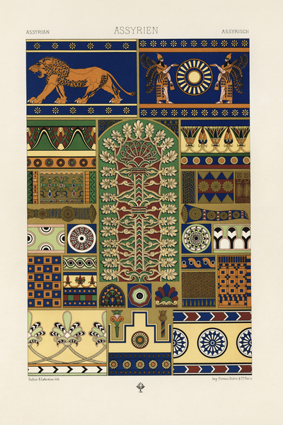 Assyrian pattern. 1888 edition Lornement Polychrome by Albert Racine 1825–1893. Print