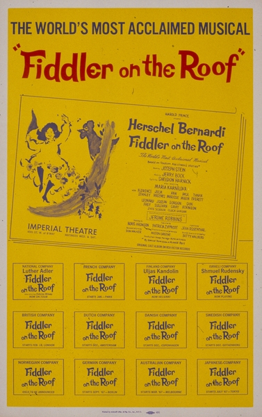 Fiddler on the Roof 1967 1905–1970 Artcraft Lithograph Poster Print
