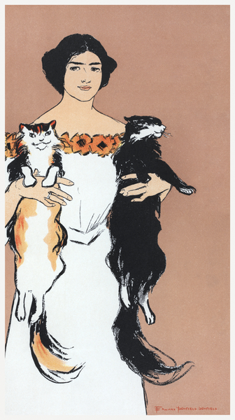 Woman holding cats 1898 by Edward Penfield Print