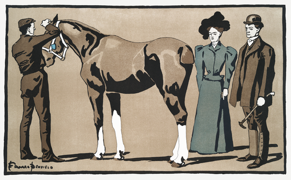 People and horse ca. 1890-1907  by Edward Penfield Print