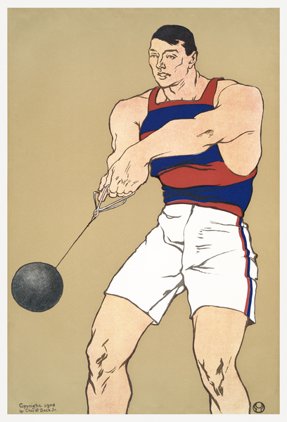 Hammer throw 1908 by Edward Penfield Print