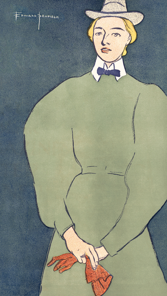 Woman holding gloves 1896 by Edward Penfield Print