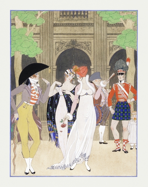 La Merveilleuse au Palais Royal 1921 fashion illustration by George Barbier. Print