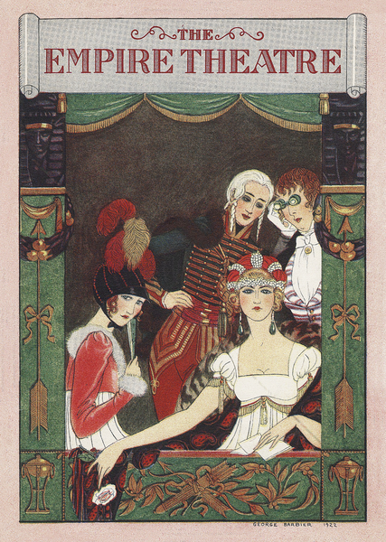 The Empire Theatre 1928 fashion illustration  by George Barbier. Print