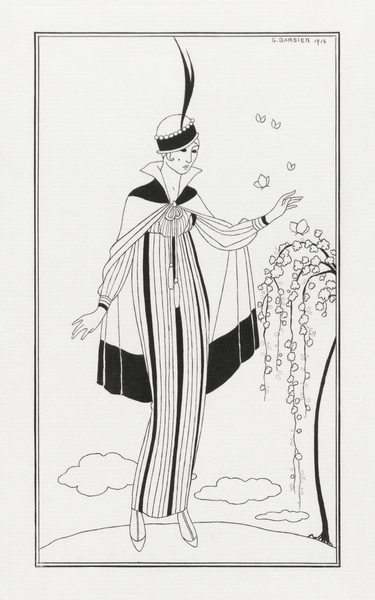 Costumes Parisiens 1914 fashion illustration  by George Barbier.  Print