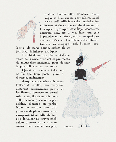 Gazette du Bon Ton 1915 fashion illustration  by George Barbier.  Print