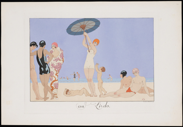 Au Lido Plate no. 14 1920 fashion illustration  by George Barbier. Print