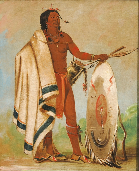 Kotz-A-Tó-Ah Smoked Shield a Distinguished Warrior 1834 Print