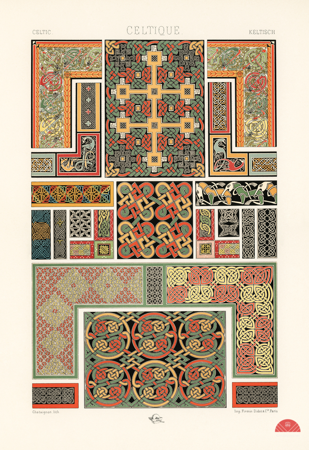 Celtic pattern. 1888 edition Lornement Polychrome by Albert Racine 1825–1893.  Print