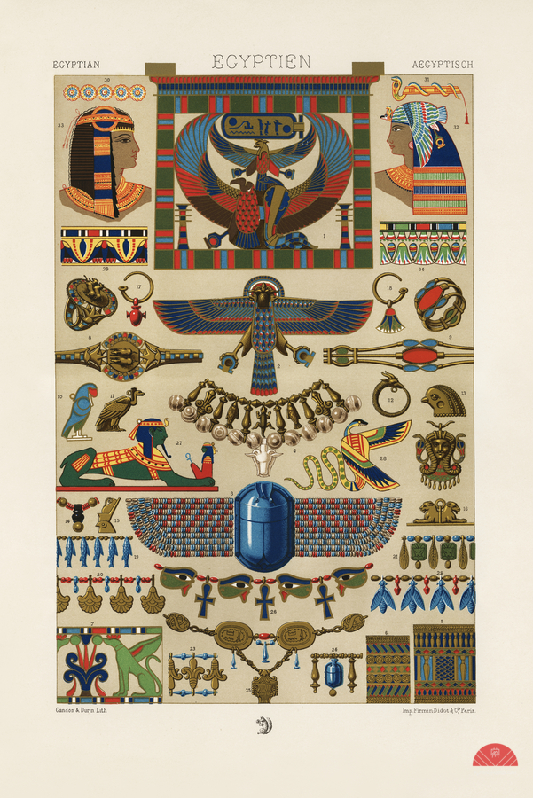 Egyptian pattern. 1888 edition Lornement Polychrome by Albert Racine 1825–1893.  Print