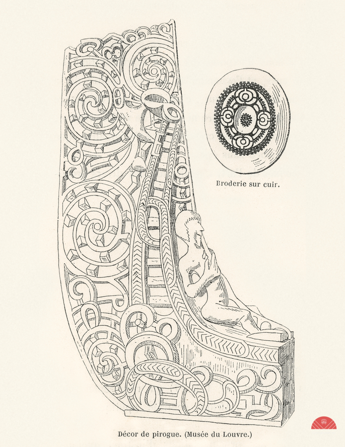Canoe decorative element. 1888 edition Lornement Polychrome by Albert Racine 1825–1893.  Print