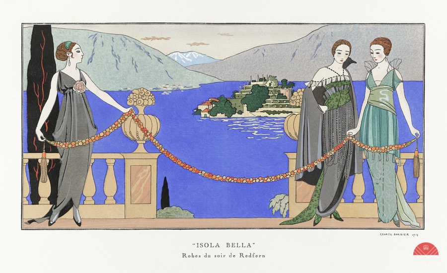 Isola Bella Robes du soir de Redfern 1914 fashion illustration  by George Barbier.   Print