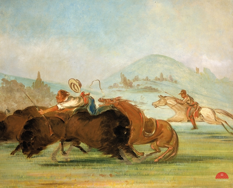 Batiste And I Running Buffalo Mouth of The Yellowstone 1832-1833  Print