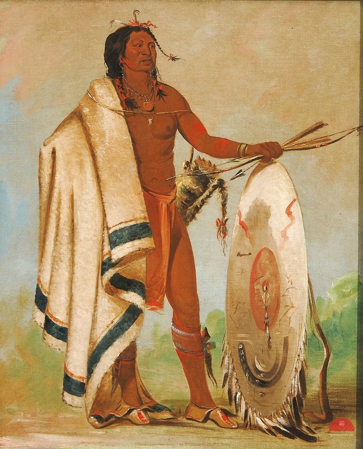 Kotz-A-Tó-Ah Smoked Shield a Distinguished Warrior 1834  Print