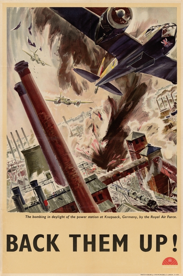 The Bombing in Daylight of the Power Station at Knapsack Germany by the Royal Air Force – Back Them Up!  Print