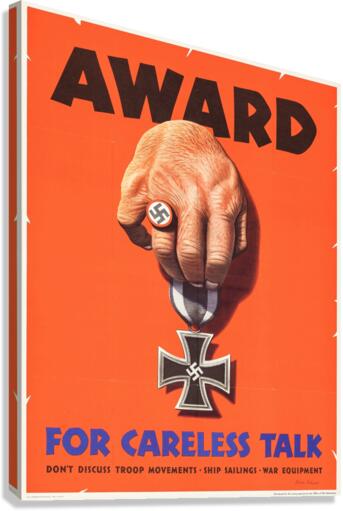 Award For Careless talk 1944  Canvas Print