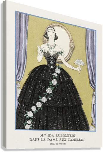 Mme Ida Rubinstein dans La Dame aux Cam&eacutelias 1923 fashion illustration  by George Barbier.  Canvas Print