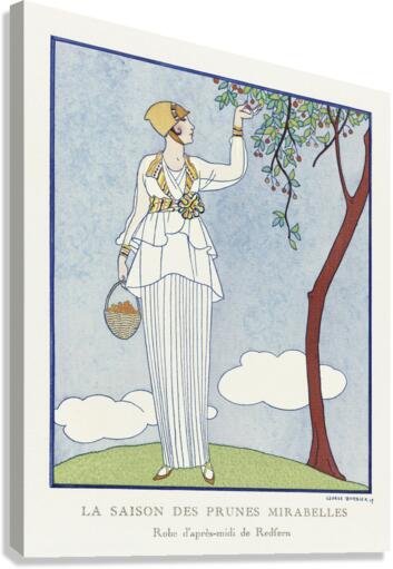La saison des prunes mirabelles: Robe dapr&egraves-midi de Redfern 1914 fashion illustration  by George Barbier.  Canvas Print