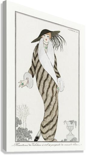 Costumes Parisiens: Manteau de Zibelin 1912 fashion illustration  by George Barbier.  Canvas Print