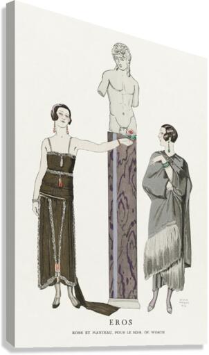 Eros / Robe et manteau pour le soir de Worth from Gazette du Bon Ton No. 9 1924 fashion illustration  by George Barbier.  Canvas Print