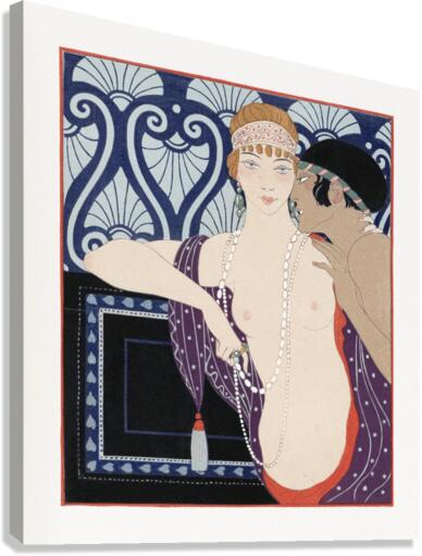Les Trois Beautes de Mnasidika 1922 fashion illustration by George Barbier. Canvas Print