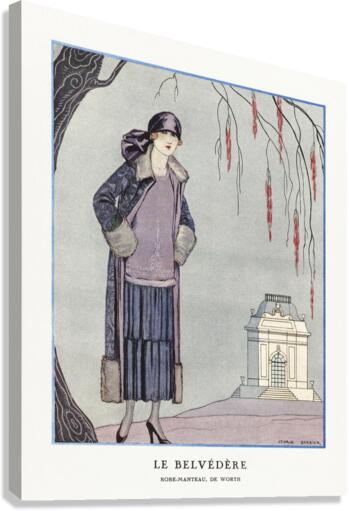 Le Belv&eacuted&egravere 1924 fashion illustration  by George Barbier.  Canvas Print