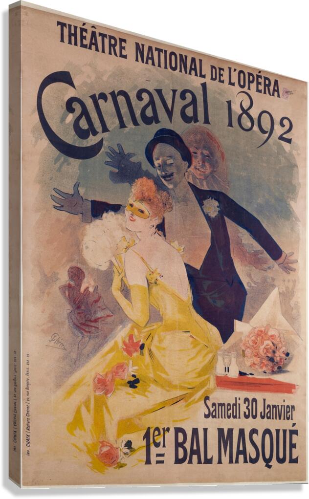 Theatre National De L’opera Carnaval 1892 1892 Poster by Jules Chéret Canvas Print
