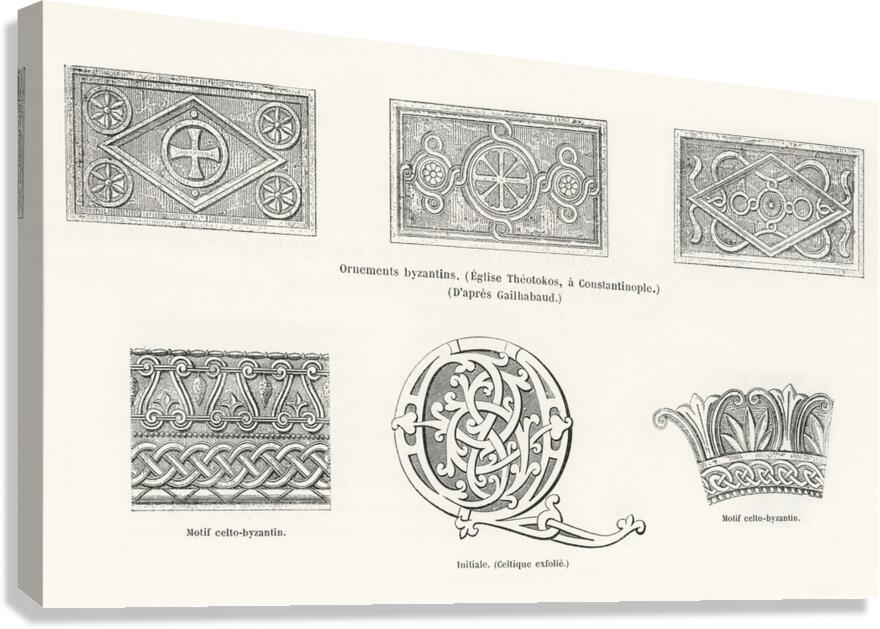 Byzantine pattern. 1888 edition Lornement Polychrome by Albert Racine 1825–1893. Canvas Print