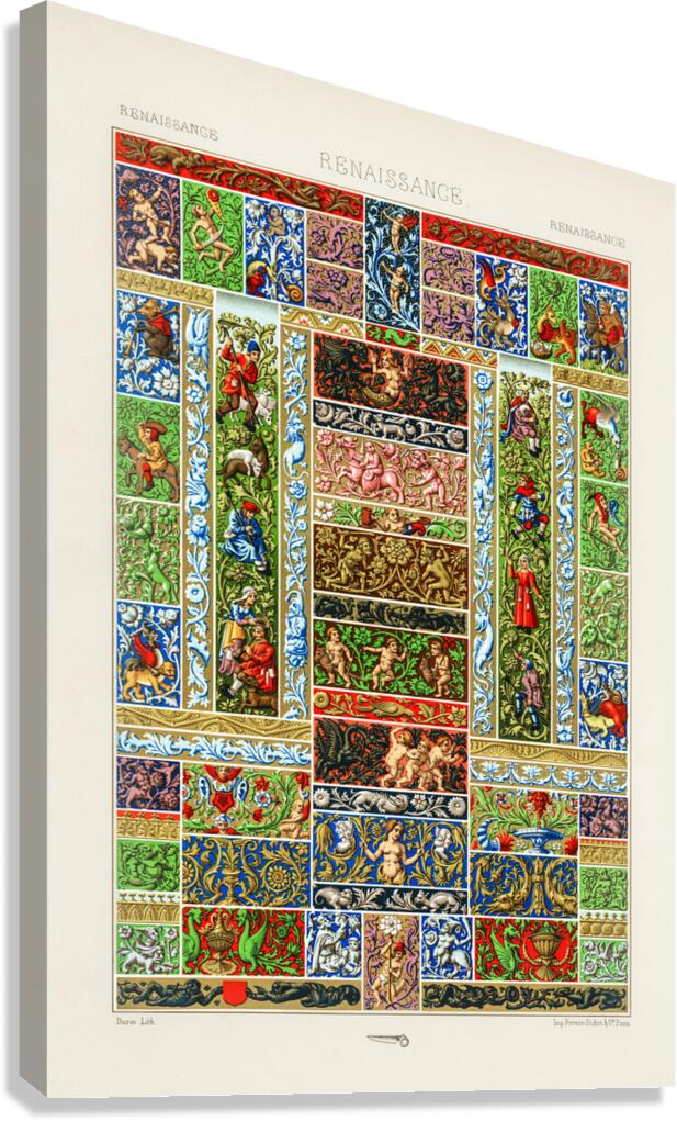 Renaissance pattern. 1888 edition Lornement Polychrome by Albert Racine 1825–1893. Canvas Print