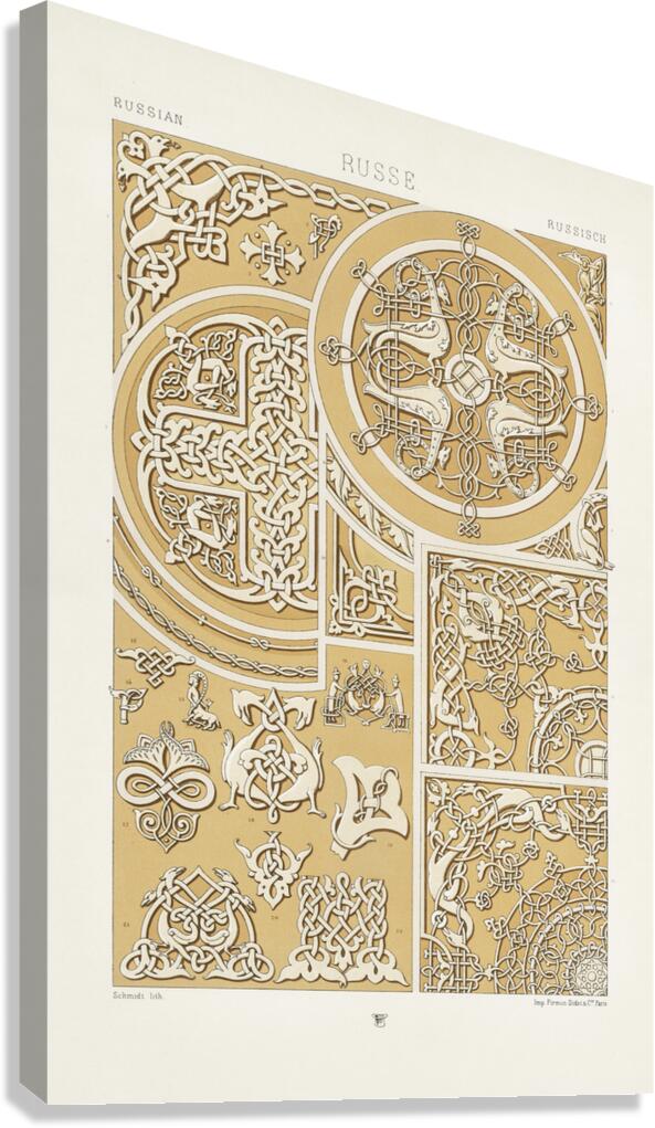 Russian pattern. 1888 edition Lornement Polychrome by Albert Racine 1825–1893. Canvas Print