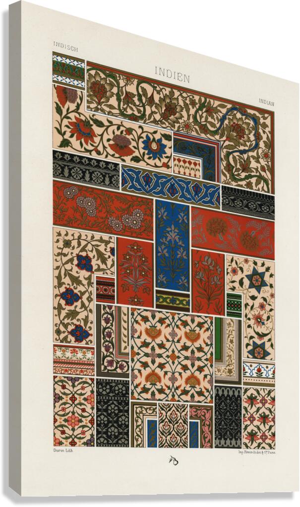 Indian pattern. 1888 edition Lornement Polychrome by Albert Racine 1825–1893. Canvas Print
