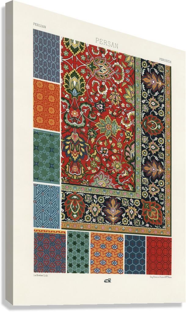 Persian pattern. 1888 edition Lornement Polychrome by Albert Racine 1825–1893. Canvas Print