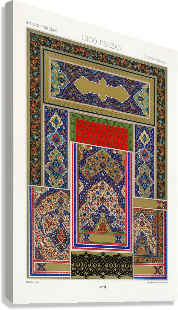 Indo-Persian pattern. 1888 edition Lornement Polychrome by Albert Racine 1825–1893. Canvas Print