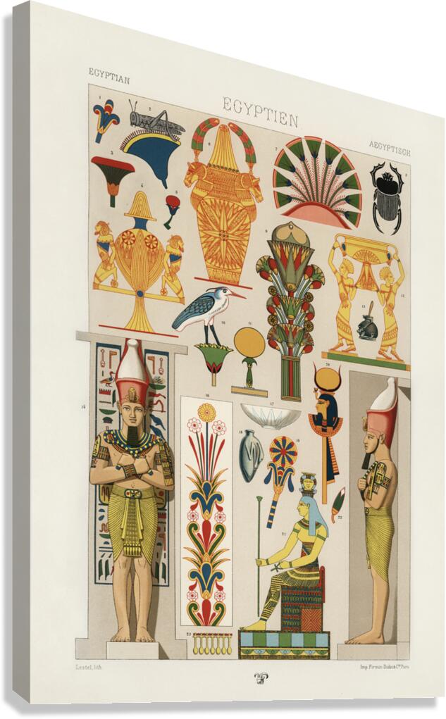 Egyptian pattern Lornement Polychrome 1888 by Albert Racinet 1825-1893. 1888 edition. Canvas Print