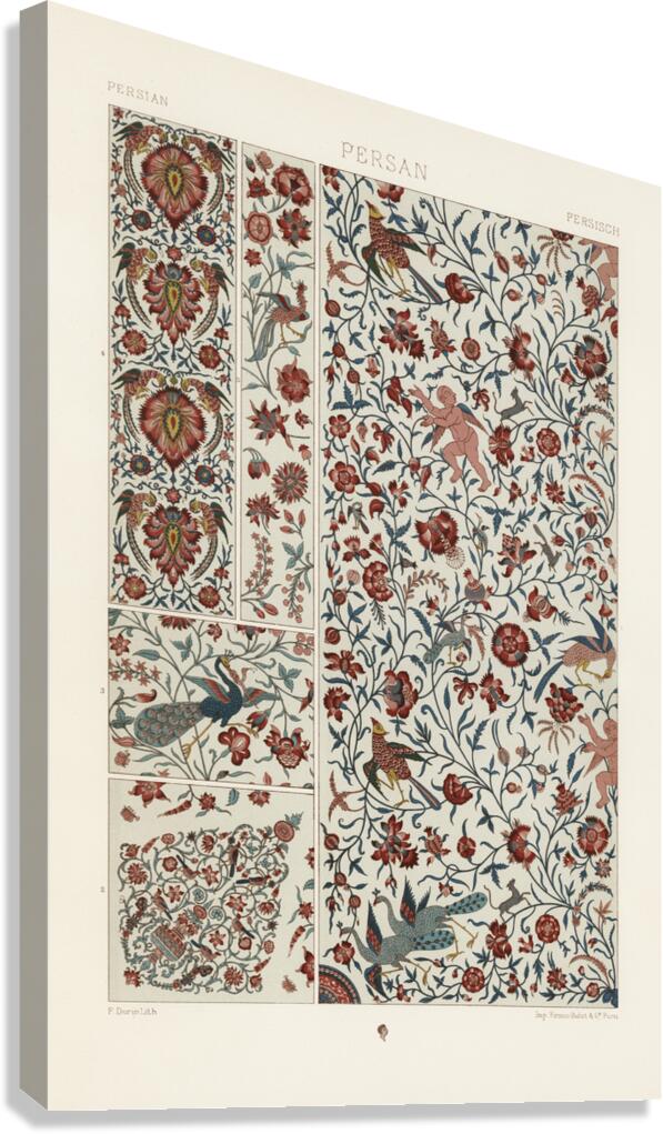 Persian pattern Lornement Polychrome 1888 by Albert Racinet 1825-1893. 1888 edition. Canvas Print