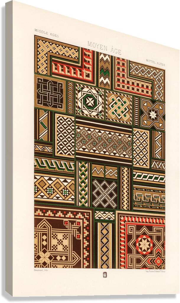 Middle-Ages pattern. 1888 edition Lornement Polychrome by Albert Racine 1825–1893. Canvas Print