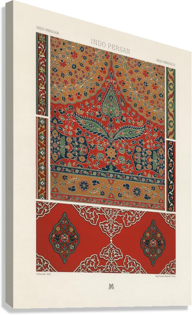 Indo-Persian pattern. 1888 edition Lornement Polychrome by Albert Racine 1825–1893. Canvas Print