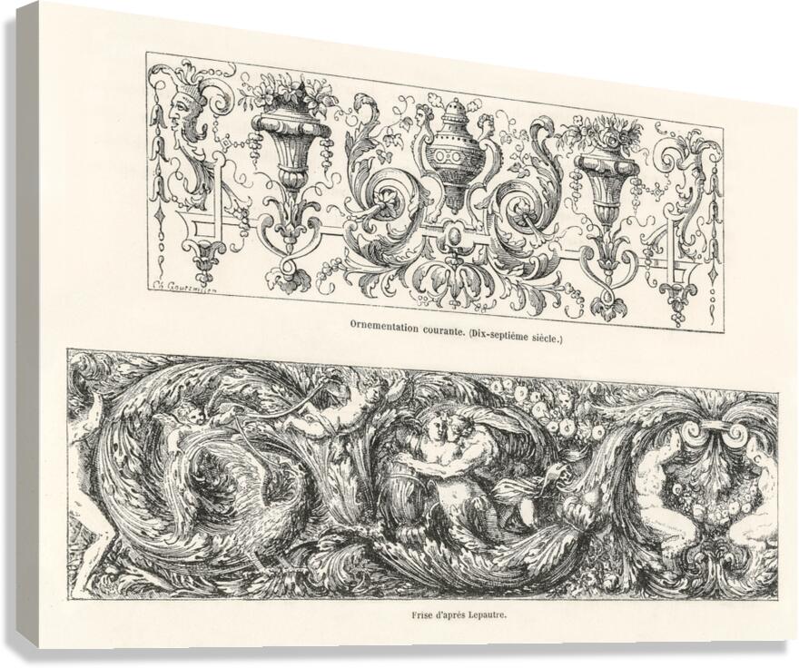 17th-century ornamental designs. 1888 edition Lornement Polychrome by Albert Racine 1825–1893. Canvas Print