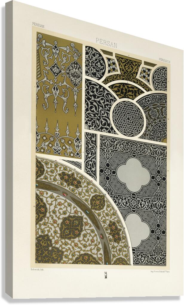 Persian pattern. 1888 edition Lornement Polychrome by Albert Racine 1825–1893. Canvas Print