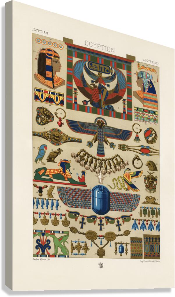 Egyptian pattern. 1888 edition Lornement Polychrome by Albert Racine 1825–1893. Canvas Print