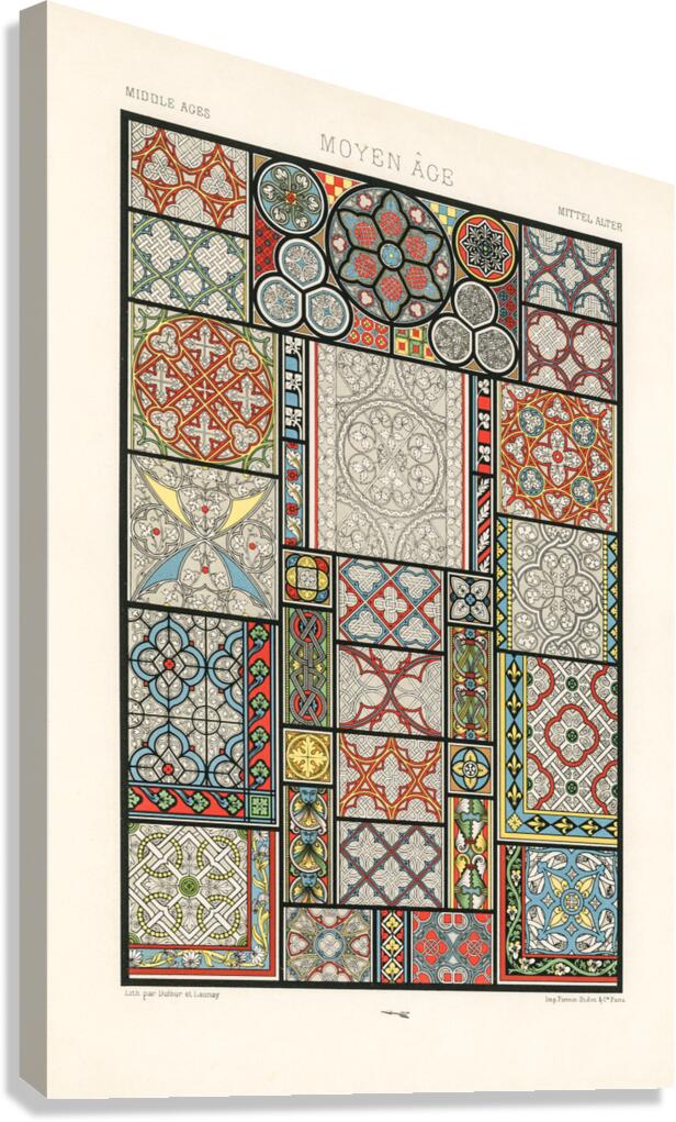 Medieval pattern. 1888 edition Lornement Polychrome by Albert Racine 1825–1893. Canvas Print