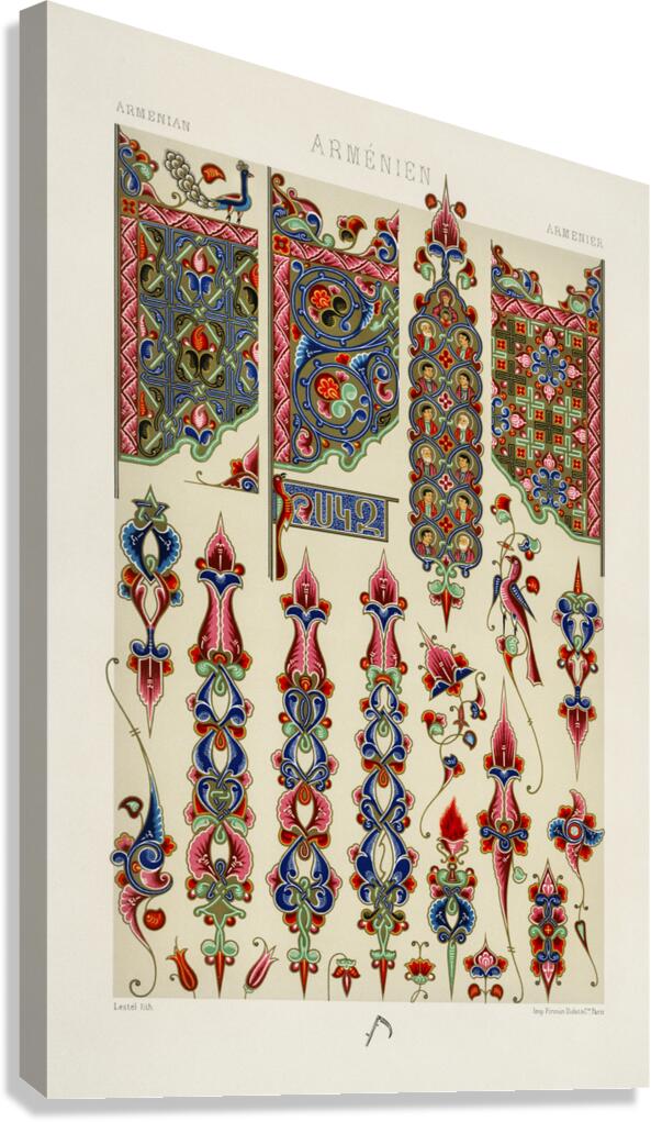 Armenian pattern. 1888 edition Lornement Polychrome by Albert Racine 1825–1893. Canvas Print