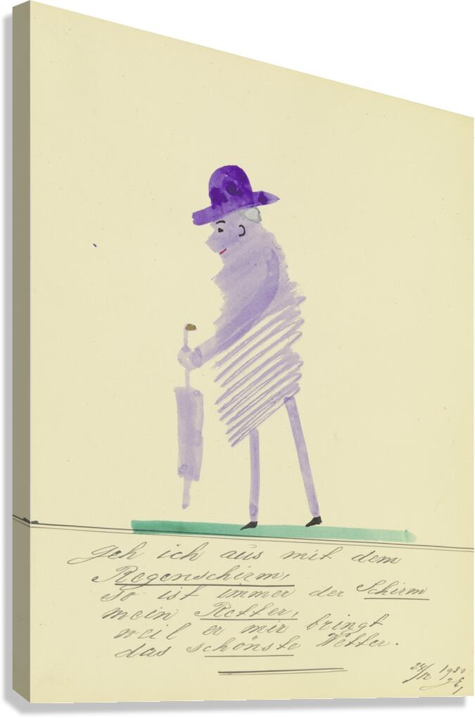 ‘Geh ich aus mit dem Regenschirm …’ 1930  My Pictures Become Wilder and Wilder By John Elsas Canvas Print