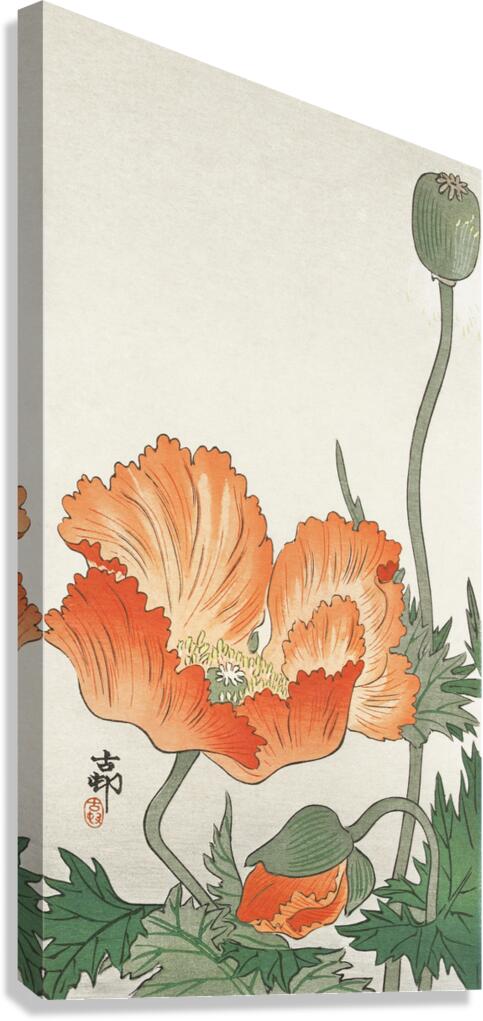 Ring sparrows and insect 1900 - 1936 by Ohara Koson 1877-1945. Canvas Print