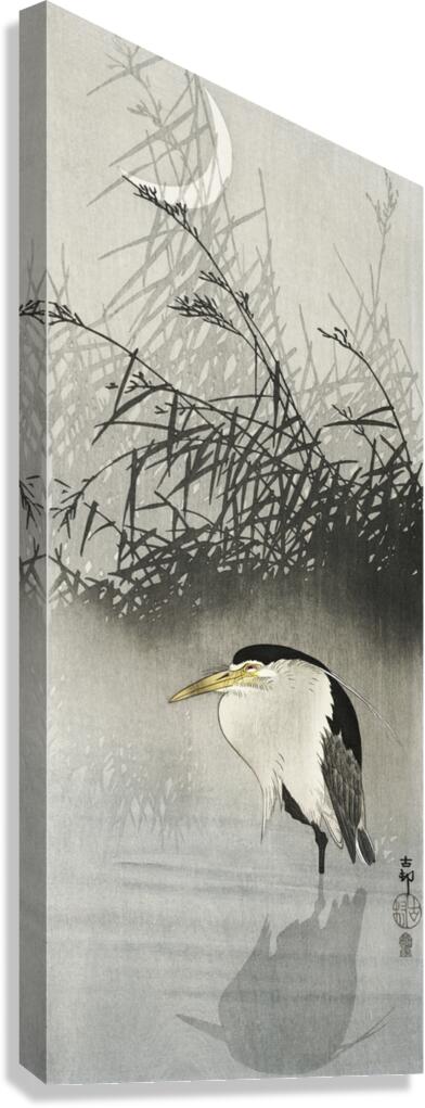 Heron at new moon 1900 - 1910 by Ohara Koson 1877-1945. Canvas Print
