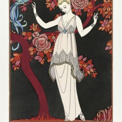 LArbre de science: Robe du soir de Doeuillet 1914 fashion illustration  by George Barbier. 