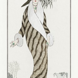 Costumes Parisiens: Manteau de Zibelin 1912 fashion illustration  by George Barbier. 