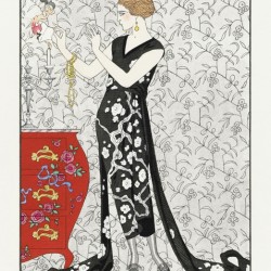 Fum&eacutee: Robe du soir de Beer 1921 fashion illustration  by George Barbier. 